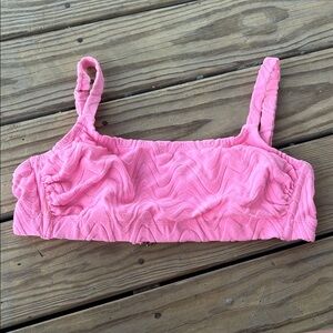 Wild Fable Pink Textured Swim Bikini Top